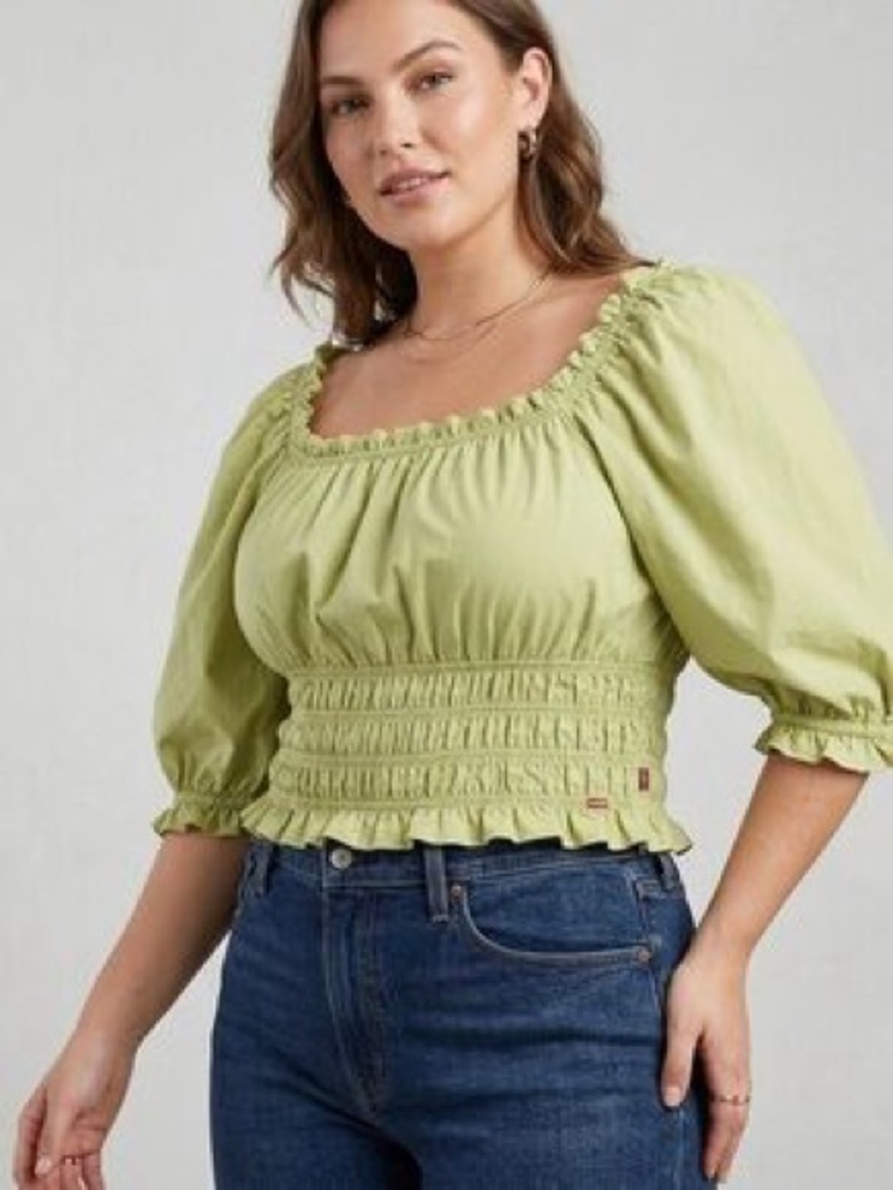 Levi's Tilly Smocked Cotton Top Green Size 2X
